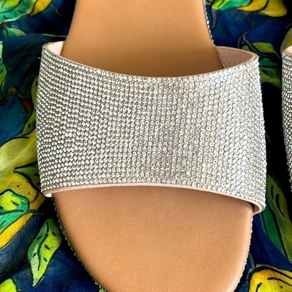 Brand New Madden Girl Ariianna Rhinestone Crystal Bling Slides Sandals Sparkly